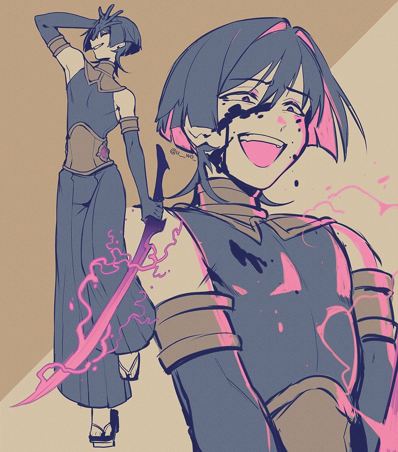 1boy, alternate_costume, arm_at_side, arm_up, armlet, bare_shoulders, black_bodysuit, black_gloves