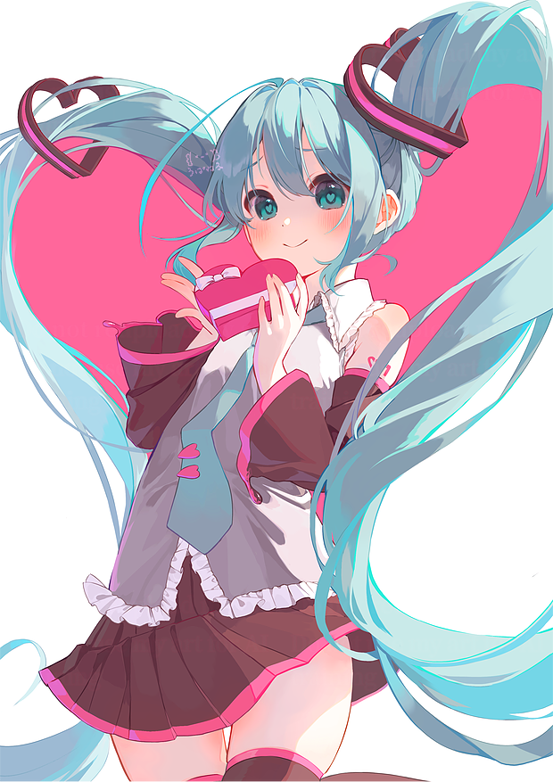 1girl, aqua_eyes, aqua_hair, aqua_necktie, arm_tattoo, bare_shoulders, blush, box