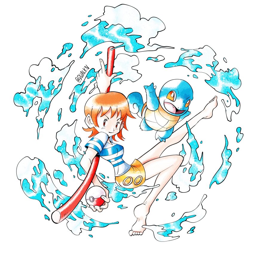 1girl, absurdres, bare_legs, barefoot, dwalkn, fangs, full_body, gen_1_pokemon