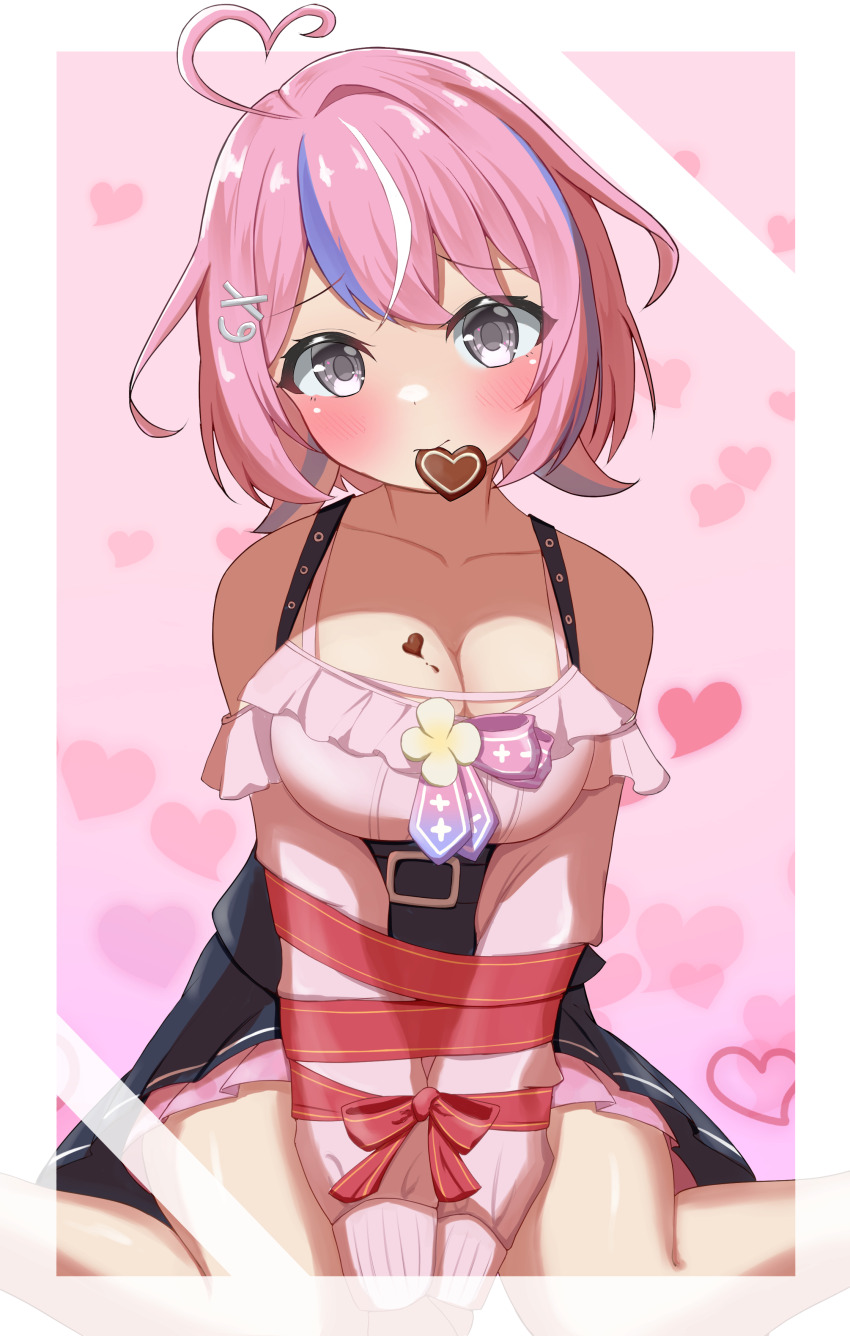 .live, 1girl, absurdres, ahoge, bare_shoulders, belt, black_belt, black_skirt