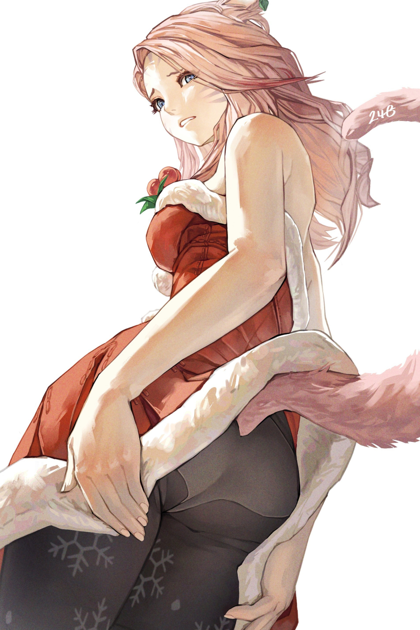 1girl, absurdres, animal_ears, ass, bimel_isabella, black_pantyhose, blue_eyes, breasts