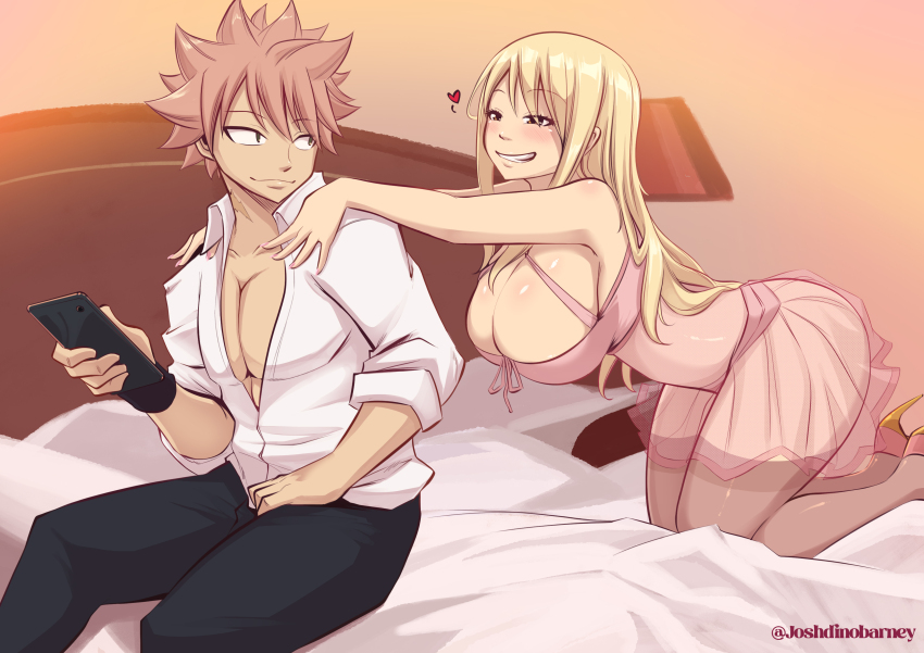 1boy, 1girl, abs, absurdres, ass, babydoll, bed, blonde_hair