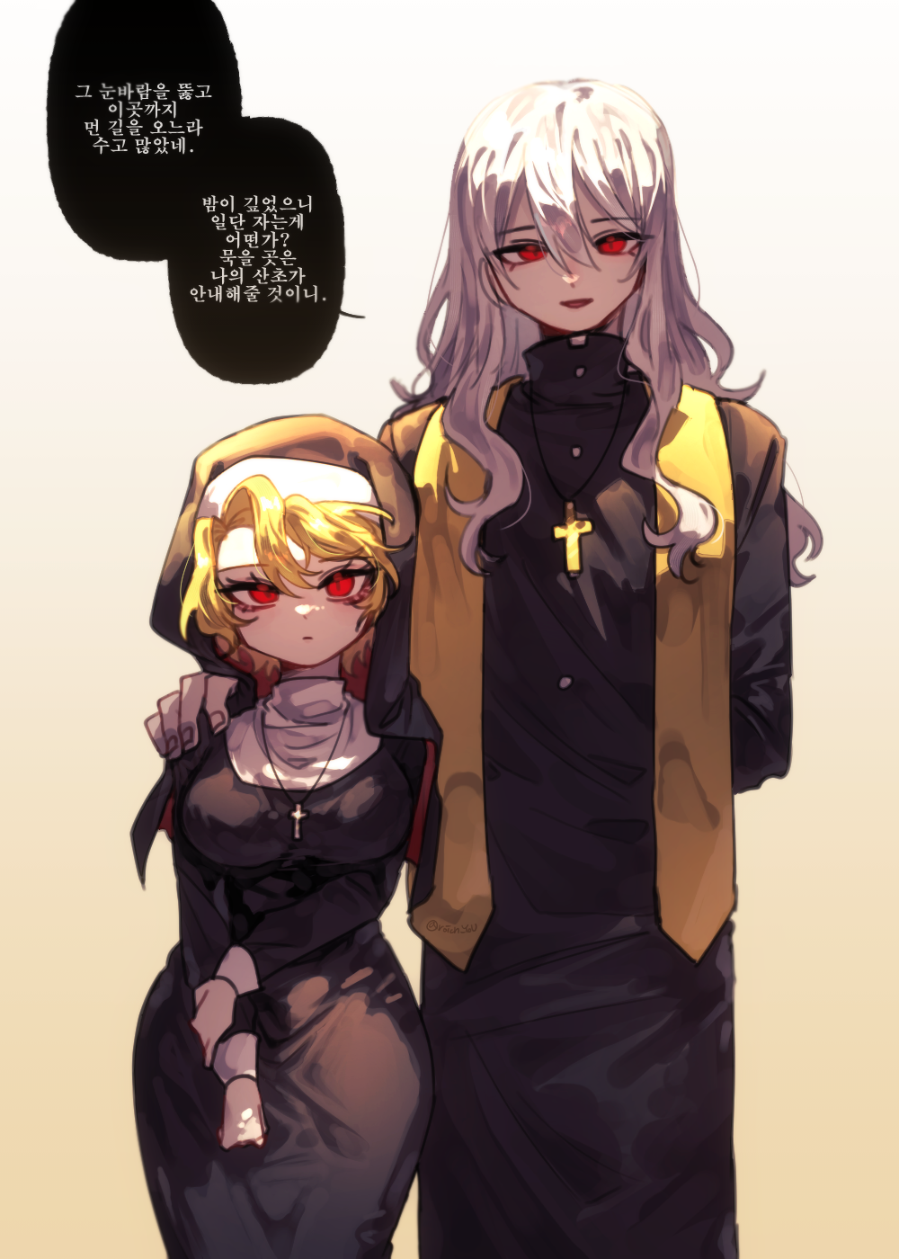 blonde_hair, breasts, closed_mouth, cross, cross_necklace, don_quixote_(project_moon), feathers, highres