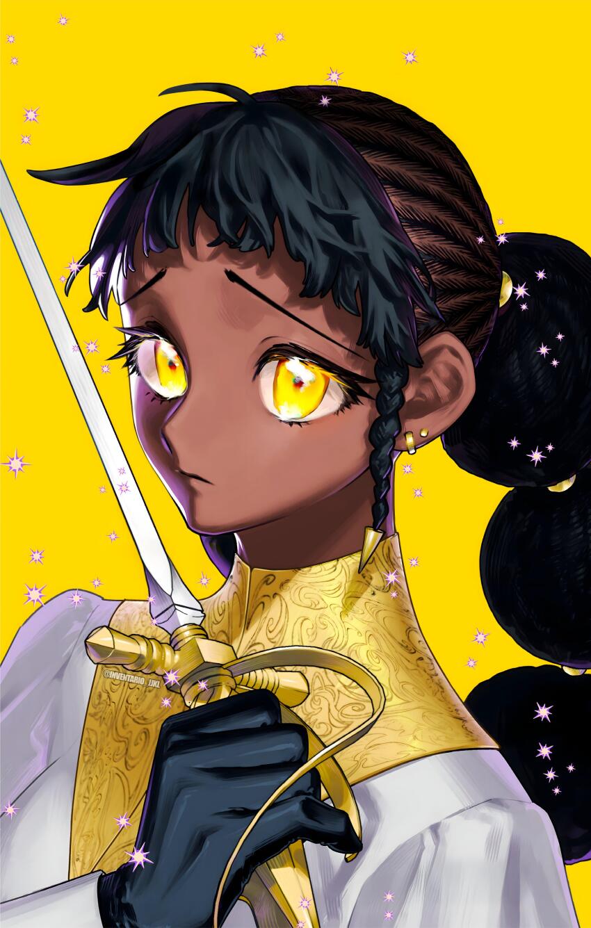 absurdres, black_hair, cover, cover_page, dark-skinned_female, dark_skin, desscaras, earrings