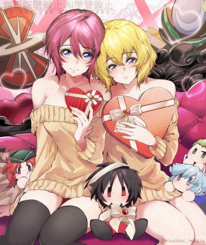 ahoge, auel_neider, black_thighhighs, blue_eyes, blush, breasts, character_doll, doll