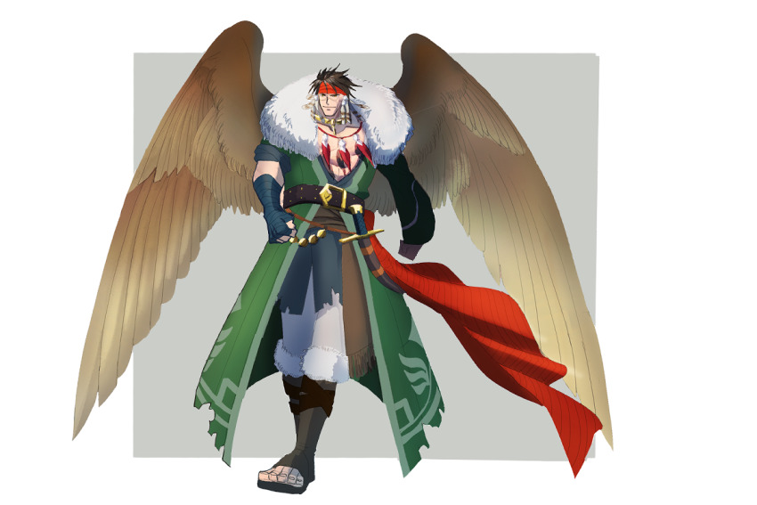 1boy, bandaged_hand, bandages, bara, closed_mouth, coat, commentary_request, cross_scar