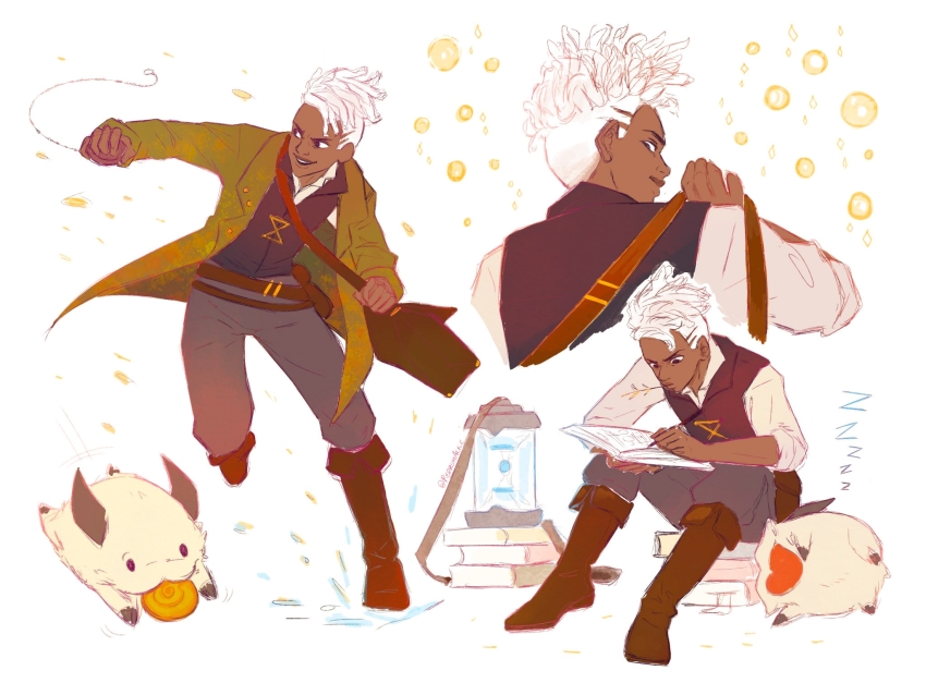 1boy, alice_(redrumalice), alternate_costume, alternate_universe, arcane:_league_of_legends, bag, belt, belt_pouch