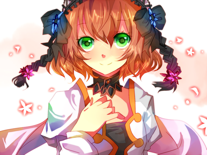 1girl, blush, bow, braid, brown_hair, choker, coat, female_focus