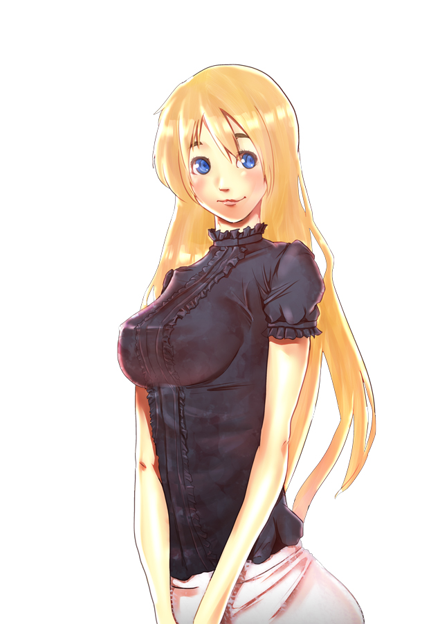 1girl, blonde_hair, blue_eyes, casual, female_focus, impossible_clothes, impossible_shirt, k-on!