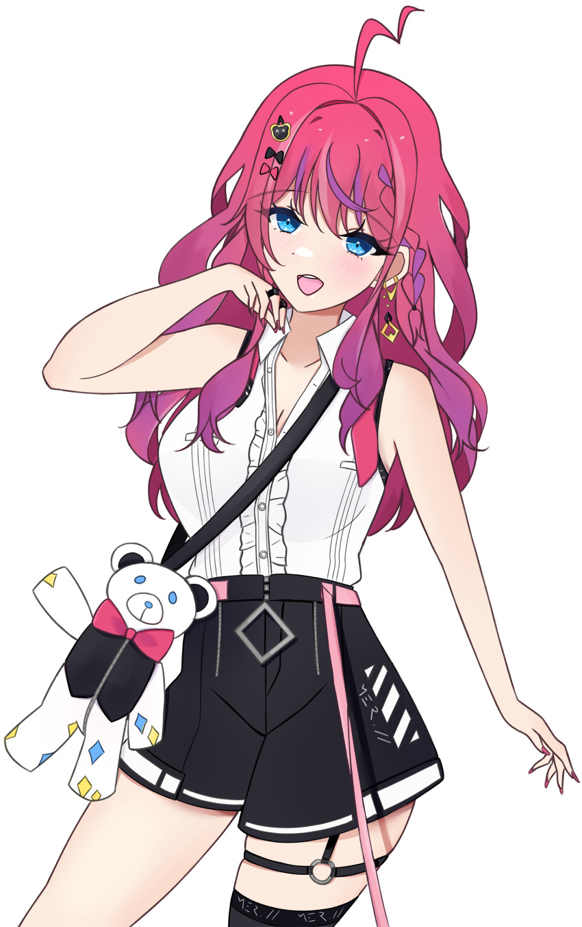 1girl, absurdres, ahoge, blue_eyes, braid, breasts, cleavage, collarbone