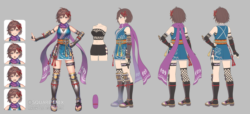 1girl, ahoge, anbe_yoshirou, angry, armor, armored_boots, artist_name, azami_(saga)