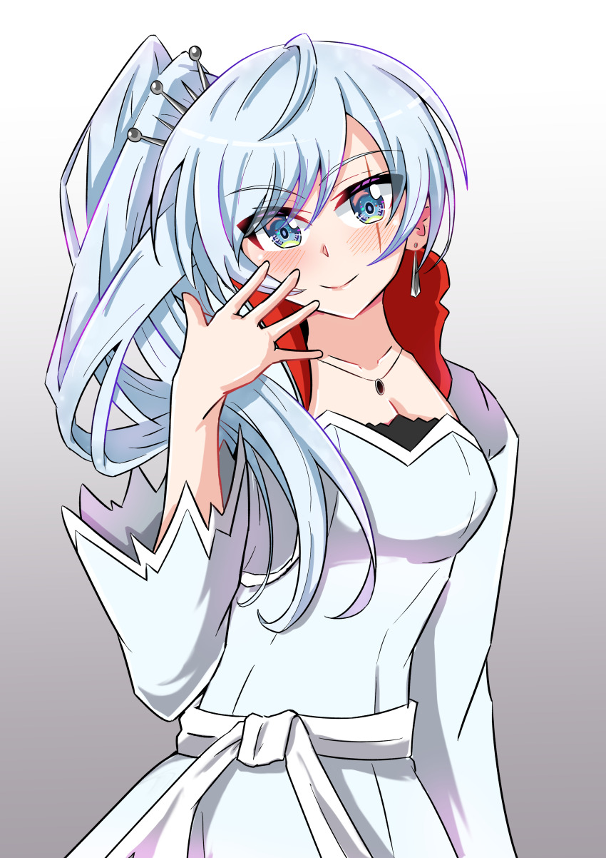 1girl, absurdres, bakuma, blue_eyes, blush, breasts, cleavage, closed_mouth