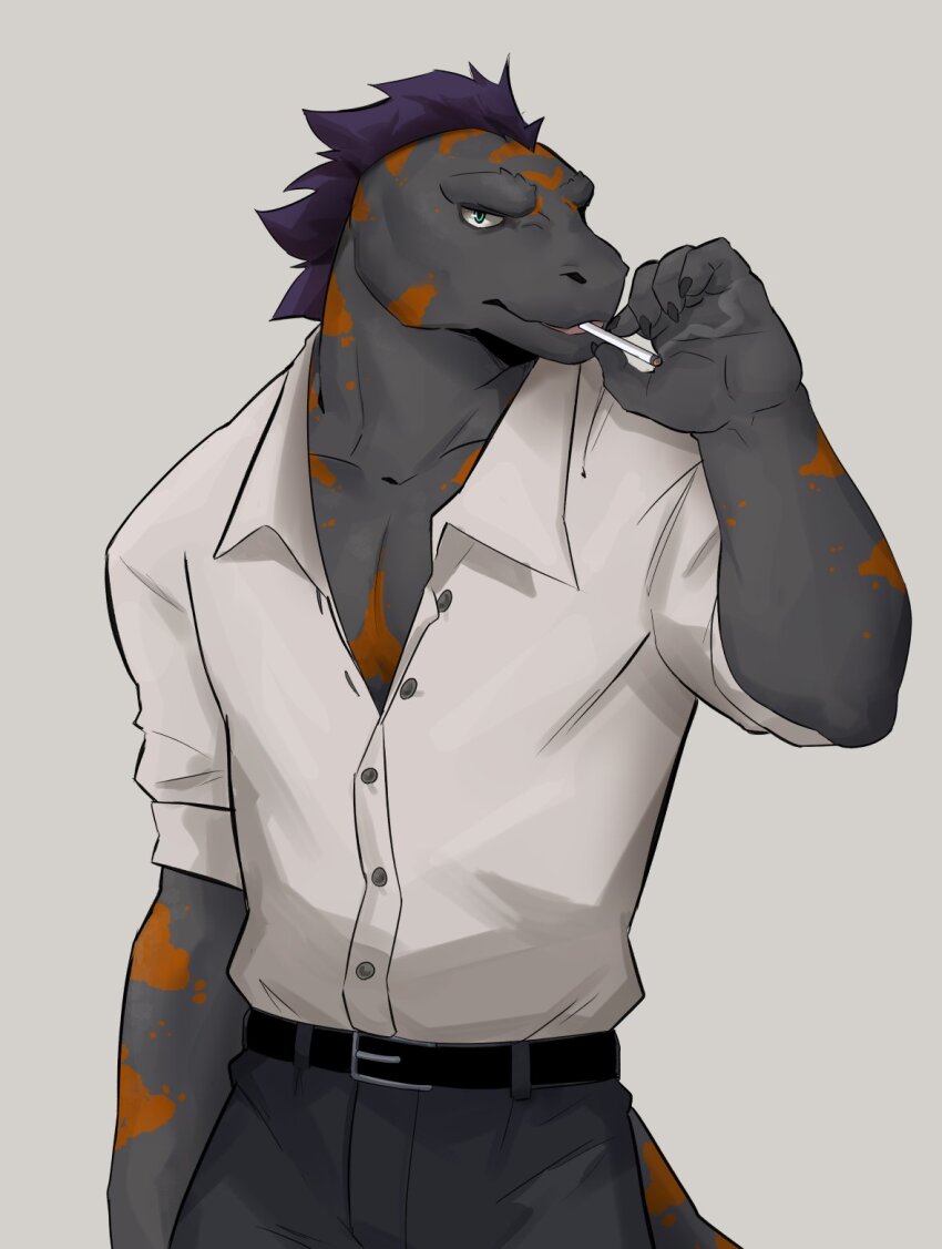 1boy, 9klipse, cigarette, claws, commentary, echo_(visual_novel), echo_project, flynn_moore