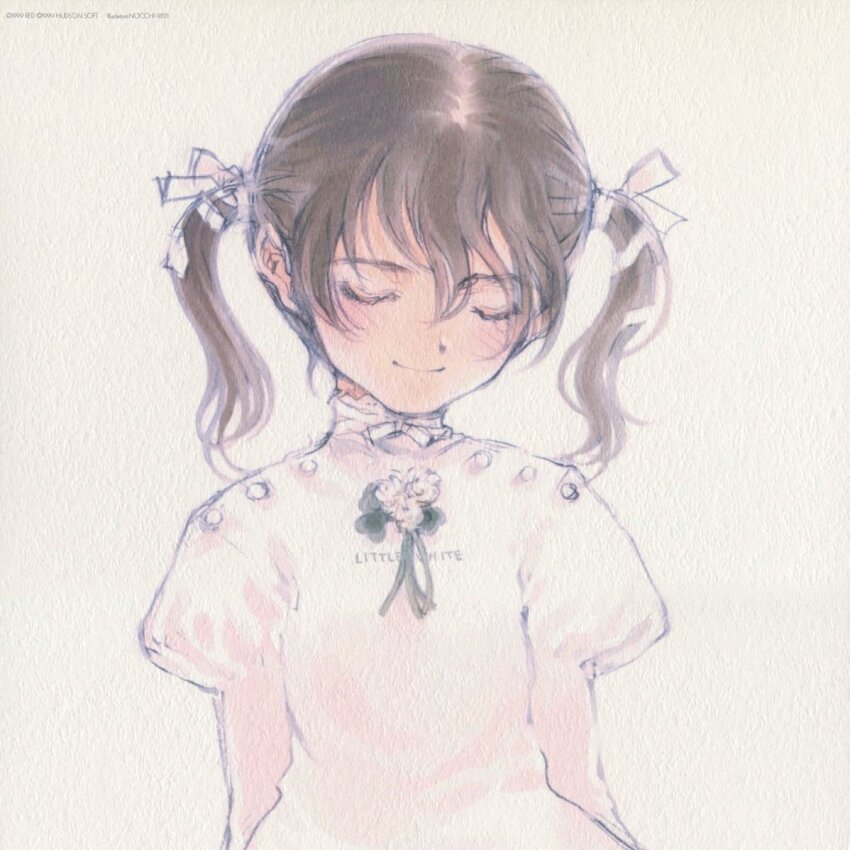 1girl, blush, buttons, choker, choppy_bangs, closed_mouth, clover, commentary_request