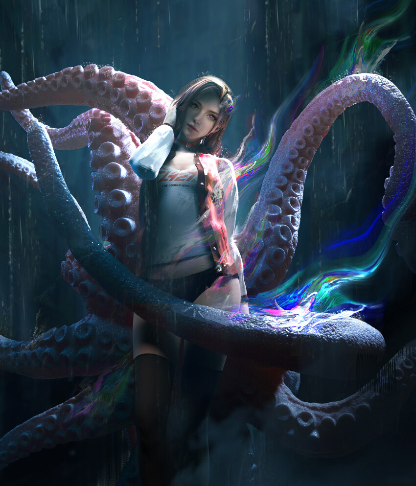 1girl, absurdres, asymmetrical_hair, belt, belt_buckle, belt_collar, black_belt, black_panties