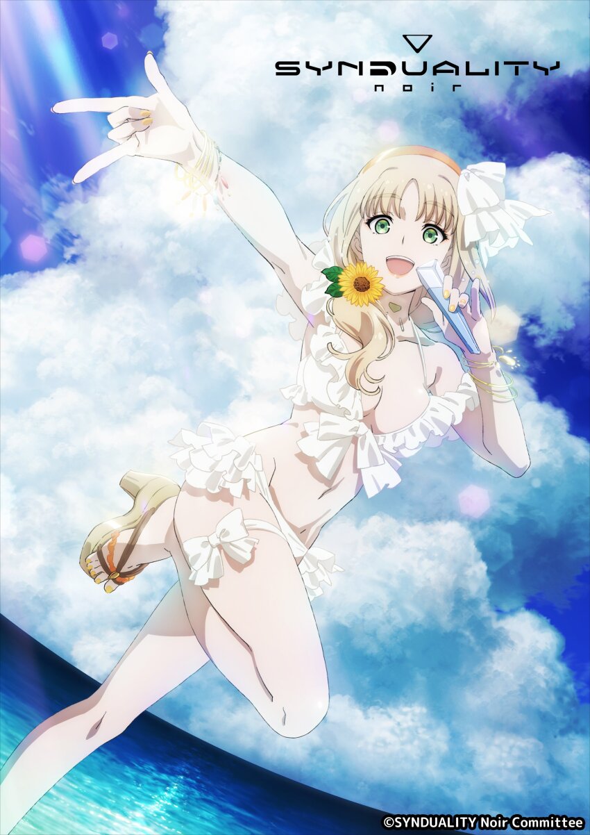 1girl, absurdres, bare_arms, bare_legs, bare_shoulders, bikini, blonde_hair, bracelet