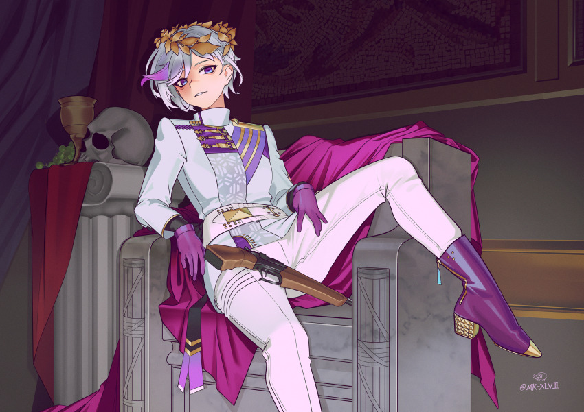 1girl, artist_name, boots, chinese_commentary, commentary_request, contender_(girls'_frontline), contender_(opera_ghost)_(girls'_frontline), girls'_frontline