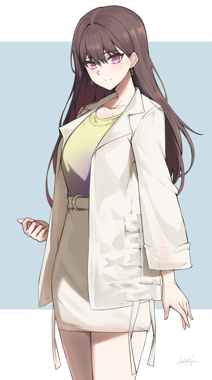 1girl, absurdres, bang_dream!, bang_dream!_it's_mygo!!!!!, brown_hair, chinese_commentary, coat, commentary_request