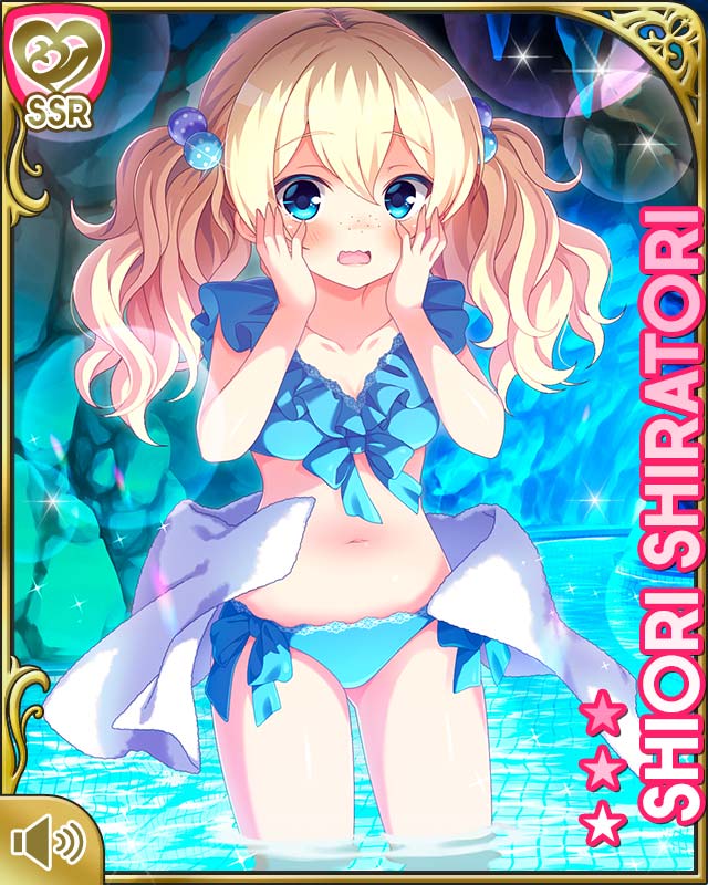 1girl, :o, aqua_eyes, bikini, blonde_hair, blue_bikini, blue_eyes, blush