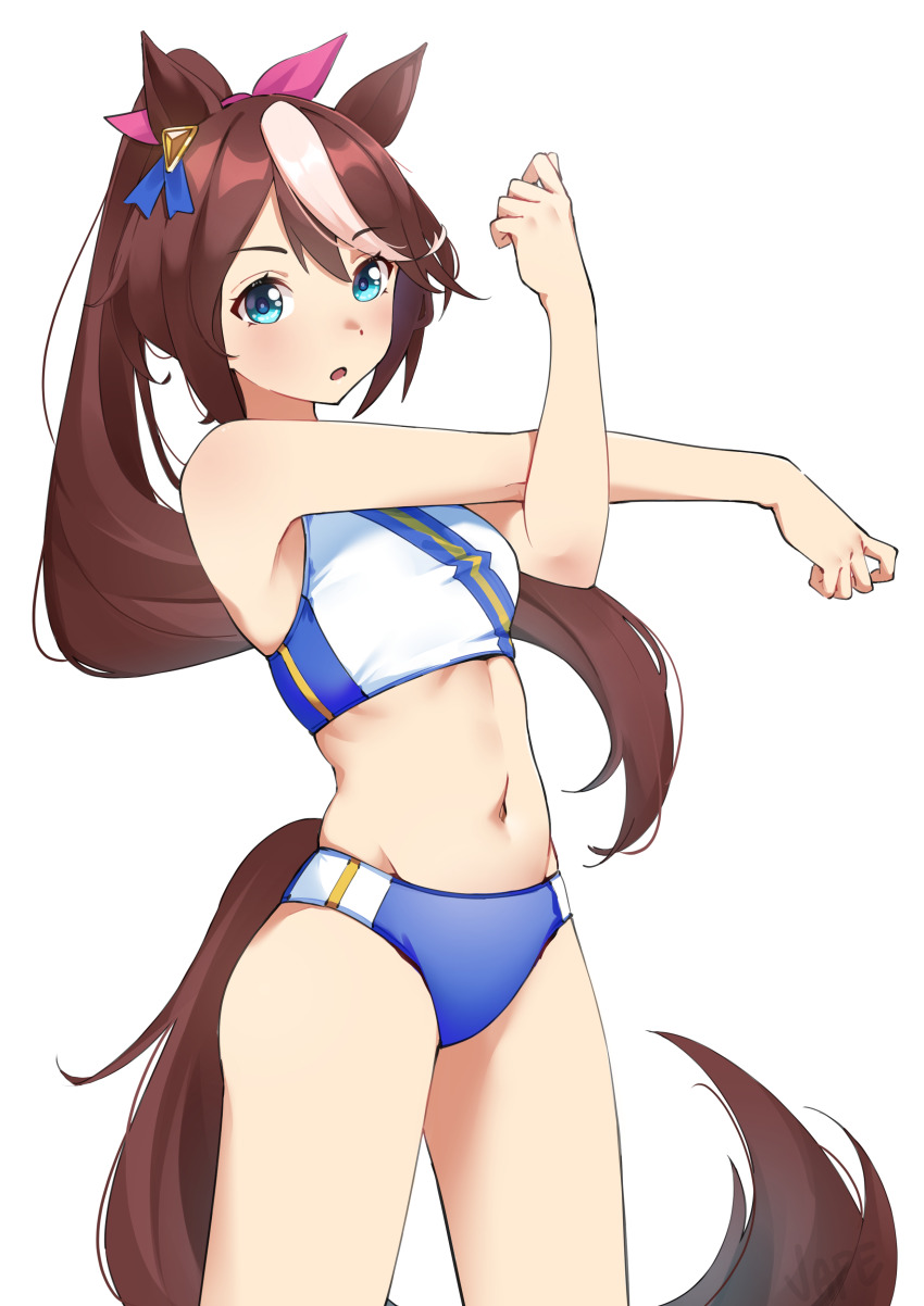 1girl, absurdres, animal_ears, blue_buruma, blue_eyes, brown_hair, brown_tail, buruma