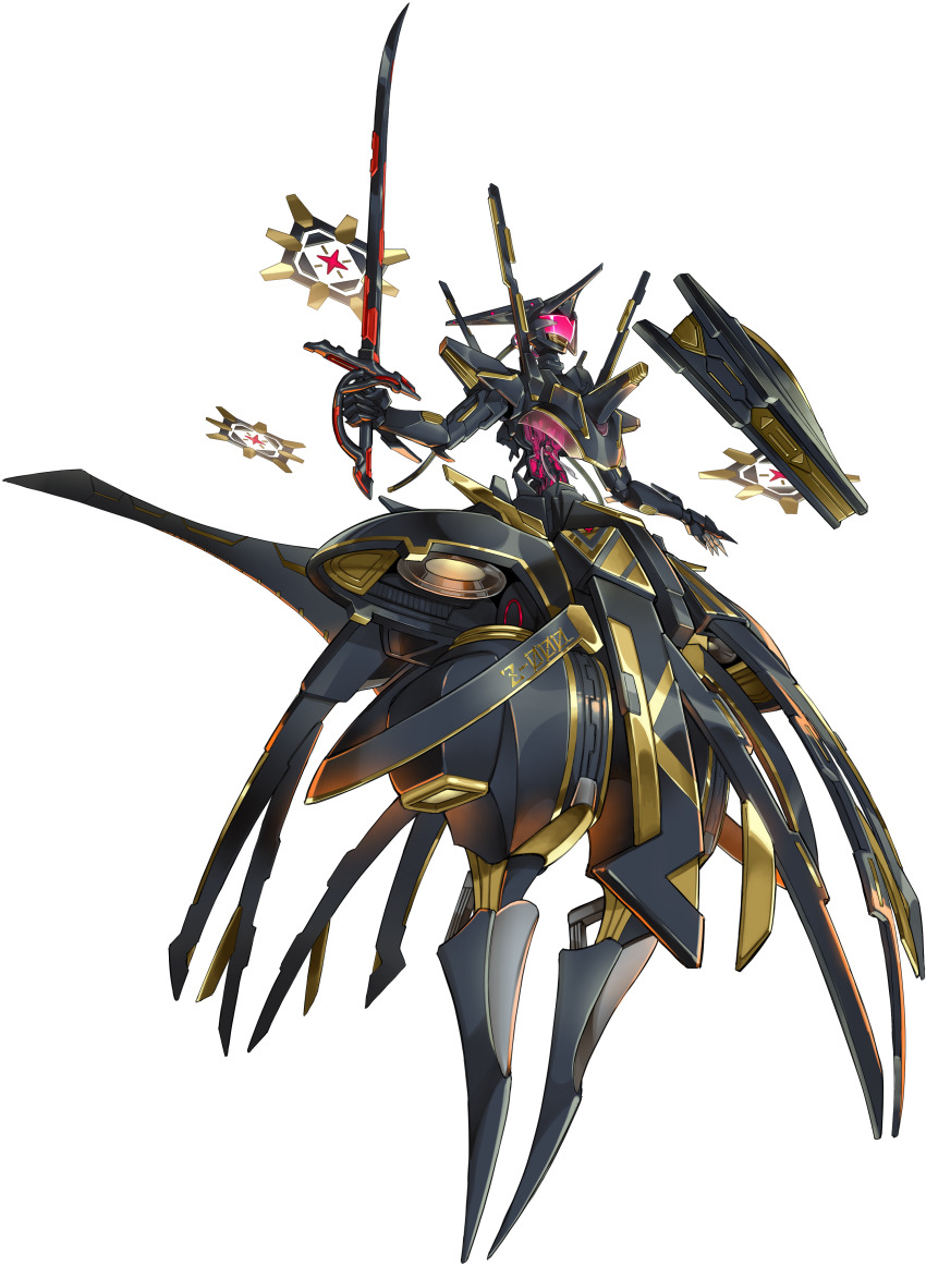 1girl, absurdres, android, anonymous_(yu-gi-oh!), cockpit, duel_monster, game_cg, grey_hair, highres, holding, holding_sword, holding_weapon, mecha, official_art, pink_visor, robot, science_fiction, sky_striker_ace_-_roze, sky_striker_ace_-_zeke, sword, third-party_source, twintails, weapon, yu-gi-oh!, yu-gi-oh!_master_duel