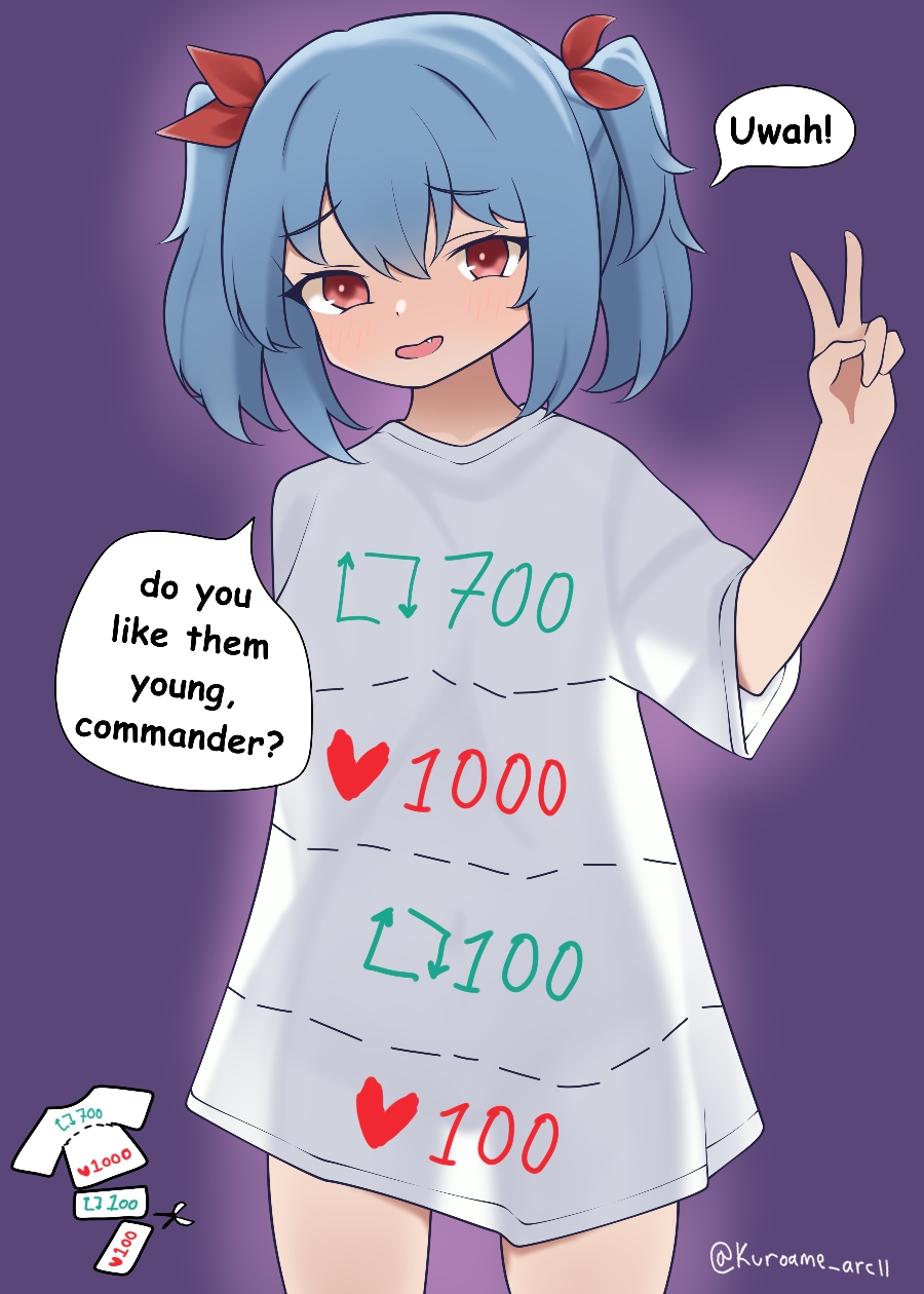 1girl, :d, arm_behind_back, blue_hair, blush, breasts, colphne_(girls'_frontline_2), english_text, fang, girls'_frontline, girls'_frontline_2:_exilium, hair_between_eyes, hand_up, heart, highres, like_and_retweet, loli, looking_at_viewer, medium_hair, open_mouth, red_eyes, see-through_clothes, see-through_shirt, shirt, small_breasts, smile, solo, twintails, twitter_cutting_game, twitter_strip_game, v, white_shirt, yuga_pratama