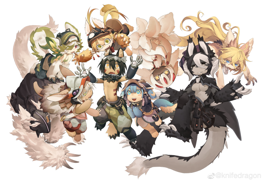 1other, 3boys, 5girls, absurdres, alternate_universe, android, animal_ears, black_eyes
