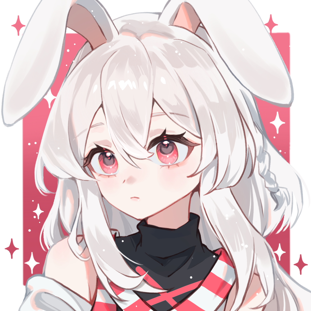 1girl, :<, animal_ears, artist_self-insert, bare_shoulders, black_shirt, border, chilizi