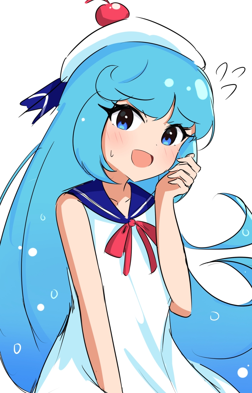 1girl, absurdres, blue_eyes, blue_hair, blue_sailor_collar, bow, candy36544, cookie_run