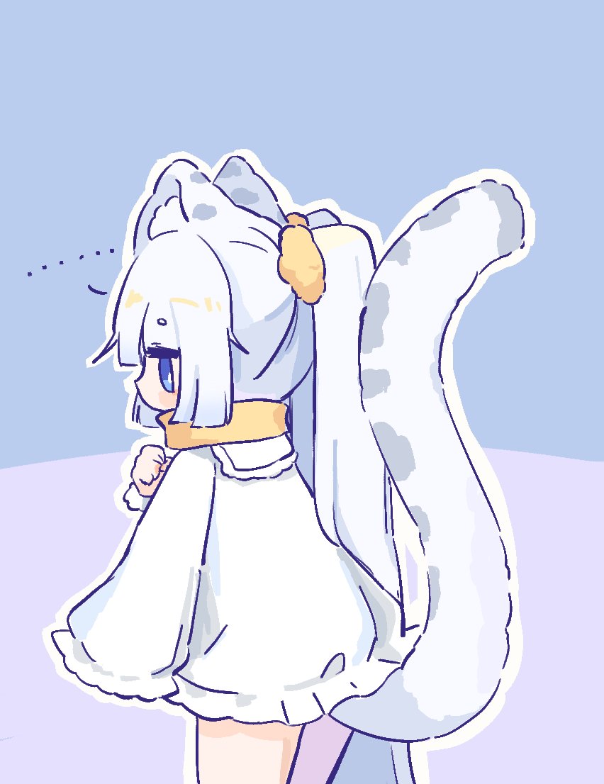 ..., 1girl, animal_ears, blue_background, blue_eyes, cat_ears, cat_girl, cat_tail