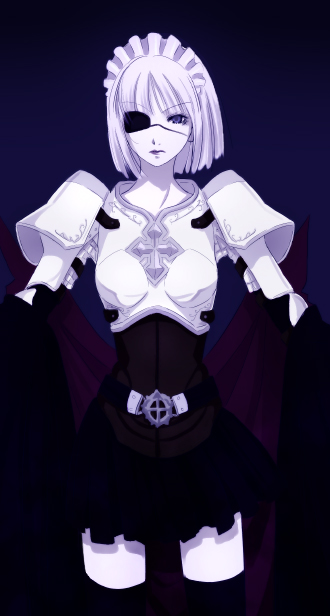 1girl, armor, aura-hysterica, belt, bob_cut, cape, closed_mouth, commentary_request