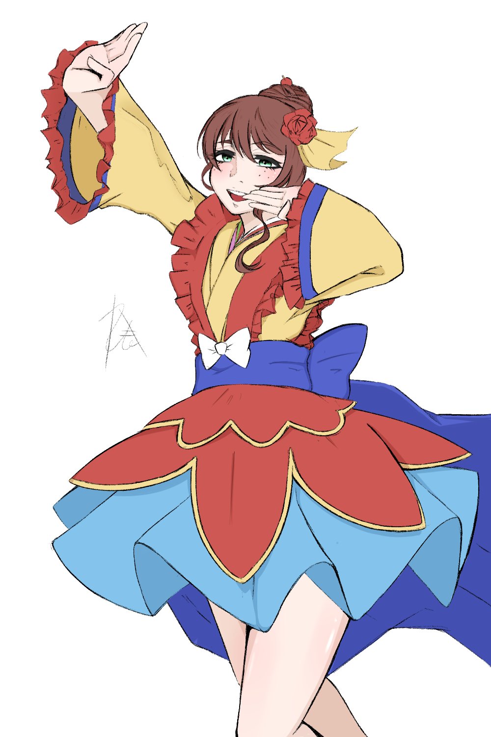 1girl, brown_hair, emma_verde, female_focus, freckles, highres, kamo_nova, long_hair