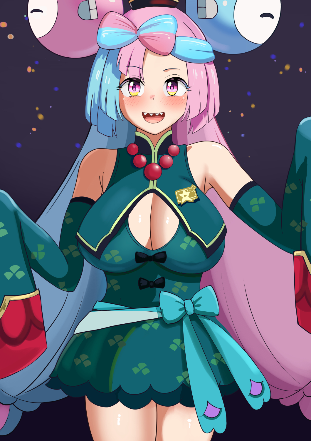 1girl, breasts, cleavage, highres, iono_(fall_2024)_(pokemon), iono_(pokemon), large_breasts, nintendo