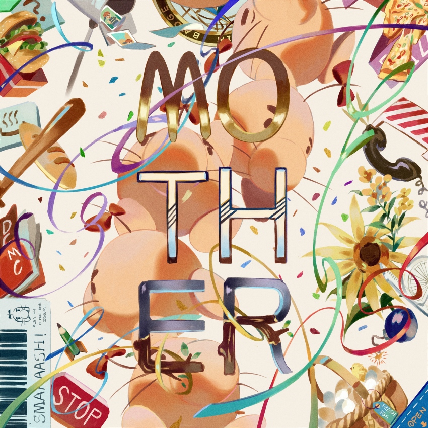 absurdres, baseball_bat, basket, bomb, bow, bowtie, bread, burger