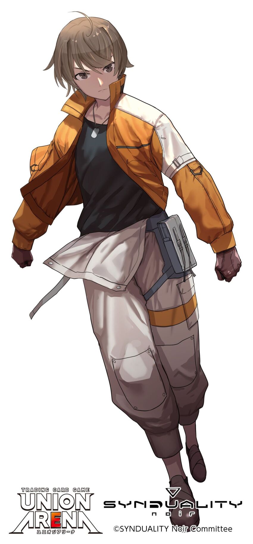 1boy, absurdres, adachi_yousuke, black_shirt, brown_hair, capri_pants, cargo_pants, collared_jacket