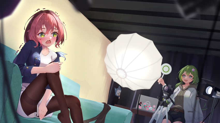 3girls, absurdres, blush, camera, chirou_(osu!), computer, dean_"peppy"_herbert, embarrassed