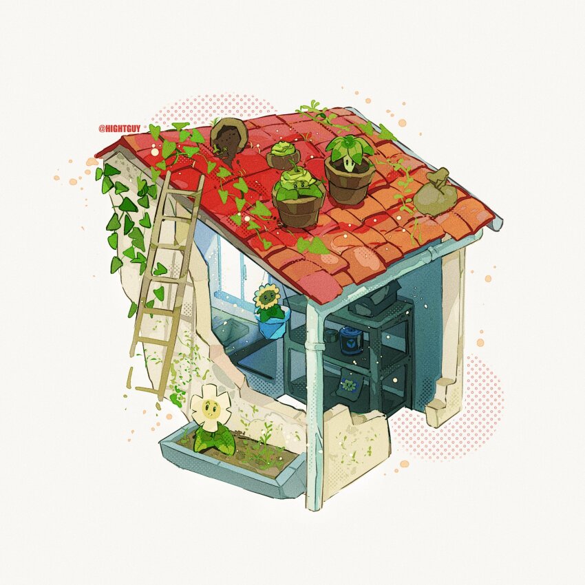 artist_name, bag, black_eyes, box, brown_bag, building, cabbage-pult_(plants_vs._zombies), chinese_commentary