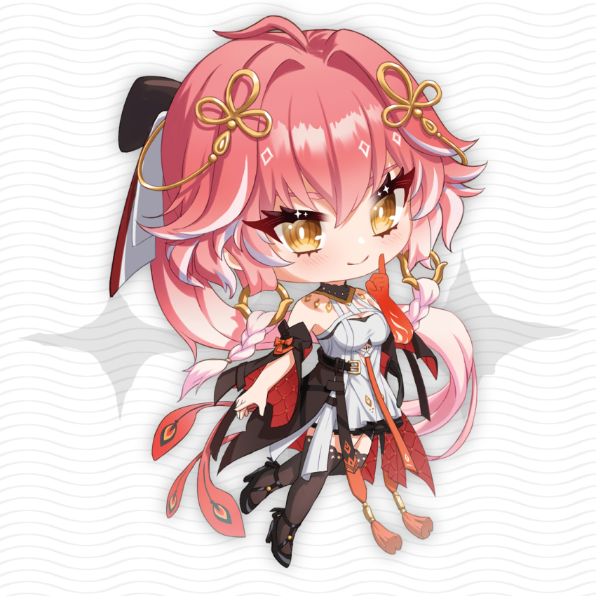 1girl, ahoge, bare_shoulders, black_collar, black_jacket, black_shoes, black_sleeves, black_thighhighs