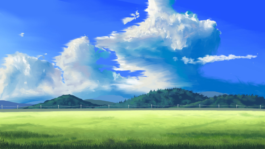 aobara1101, blue_sky, cloud, cloudy_sky, commentary, day, grass, highres