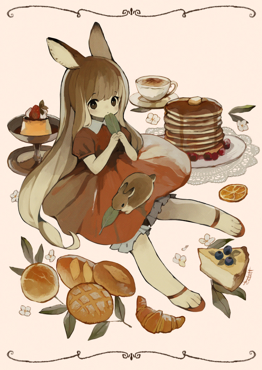 1girl, absurdres, animal, animal_ears, animal_feet, animal_hands, bloomers, blueberry