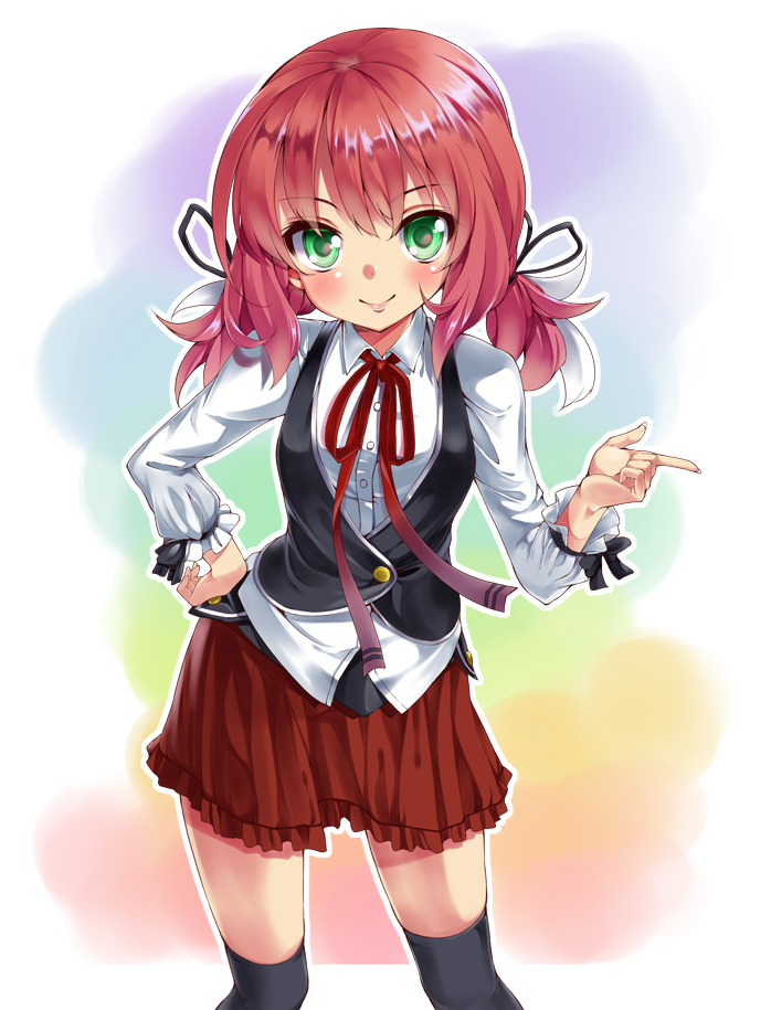 1girl, atelier_(series), atelier_viorate, black_thighhighs, blush, bow, female_focus, green_eyes