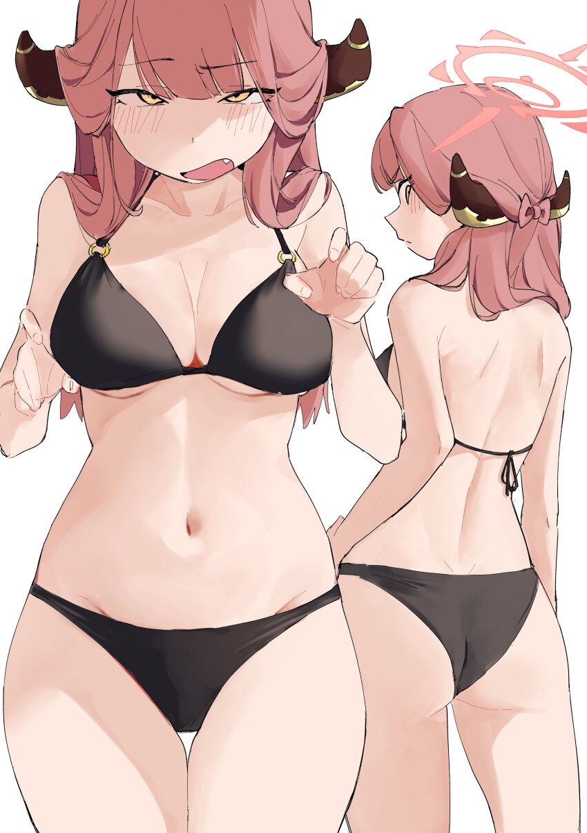 1girl, absurdres, aru_(blue_archive), ass, bikini, black_bikini, blue_archive, blush