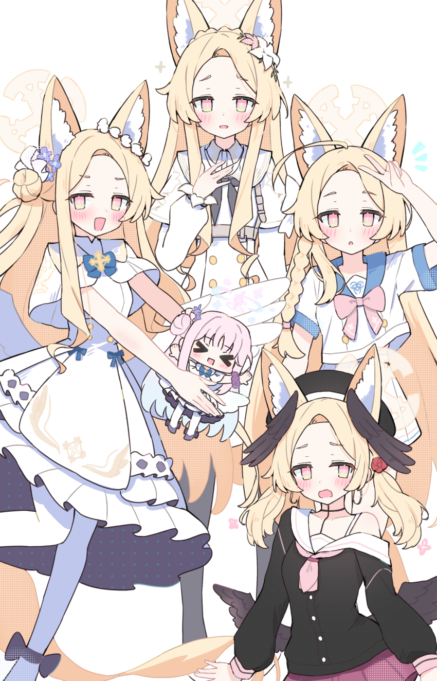 >_<, 1girl, :d, animal_ear_fluff, animal_ears, black_hat, black_ribbon, black_shirt