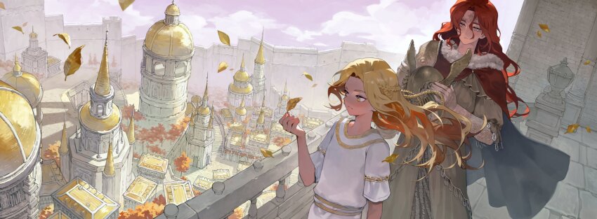 1boy, 1girl, absurdres, amputee, armor, blonde_hair, braid, brother_and_sister