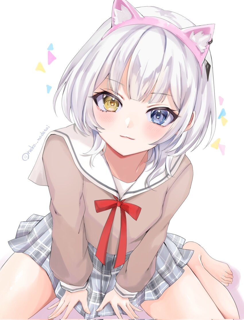 1girl, :3, animal_ear_hairband, animal_ears, bang_dream!, bang_dream!_it's_mygo!!!!!, barefoot, blue_eyes