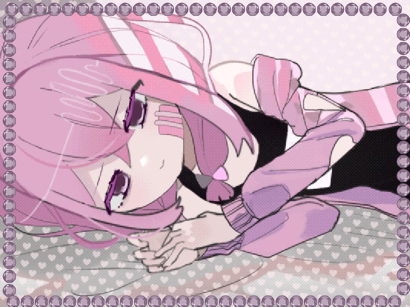 1girl, :>, bandage_on_face, bandages, bare_shoulders, clothing_cutout, colored_skin, framed