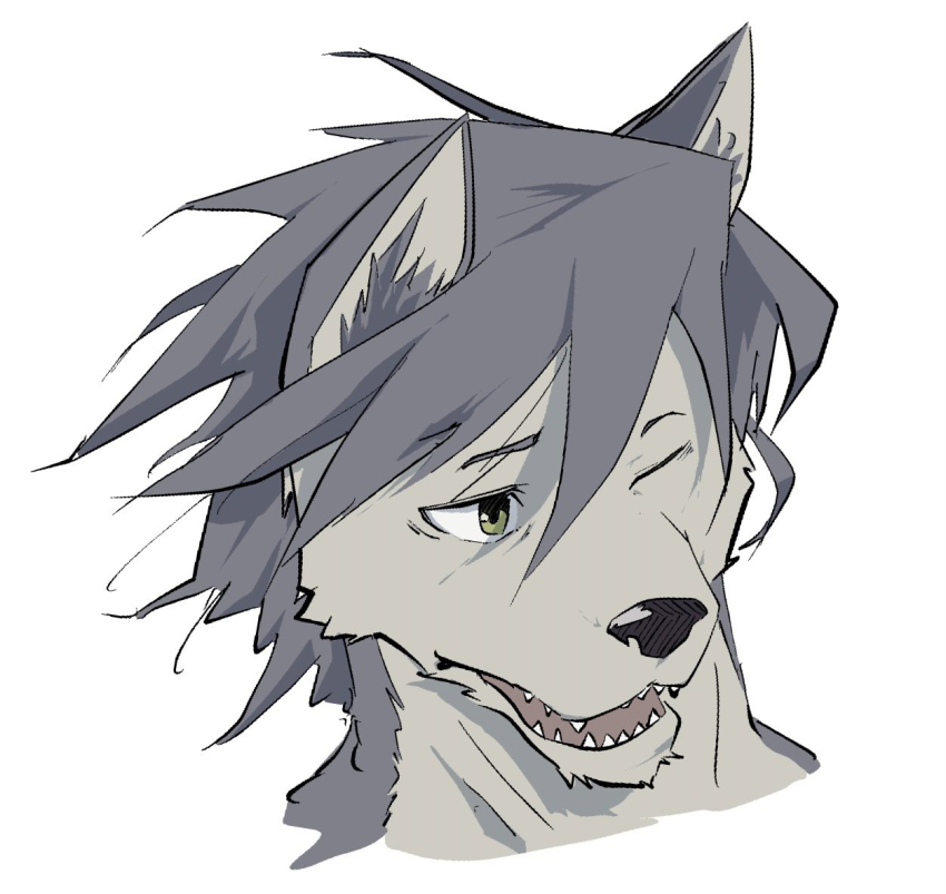1boy, animal_ear_fluff, animal_ears, dog_boy, dog_ears, animal_nose, fangs, furry