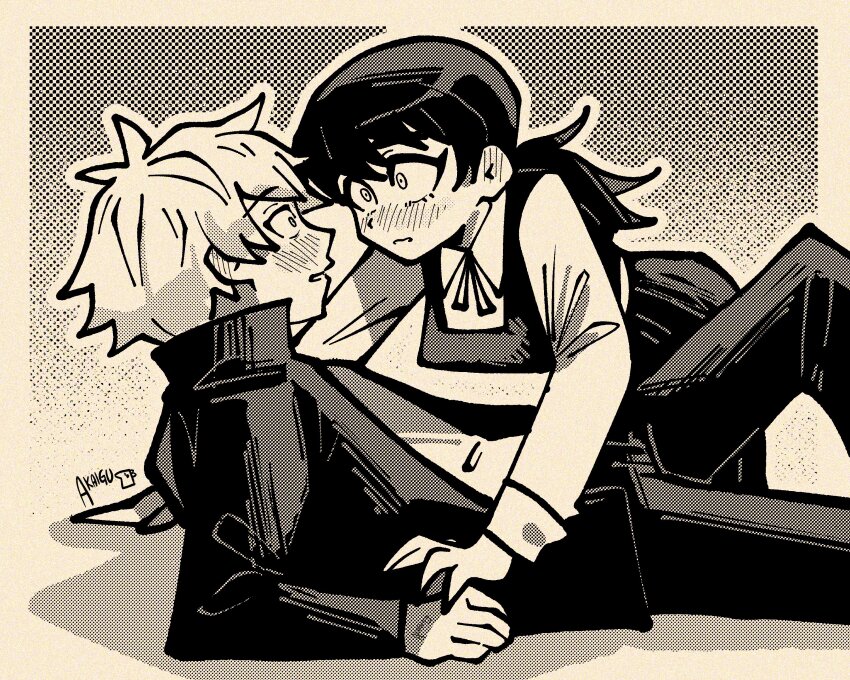 1boy, 1girl, absurdres, akaiguarts, blush, chainsaw_man, collared_shirt, denji_(chainsaw_man)