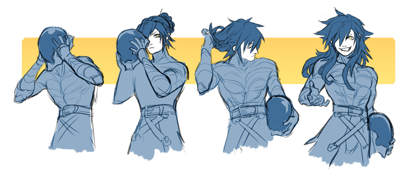 1boy, alternate_hairstyle, annoyed, belt, black_hair, braid, closed_eyes, closed_mouth