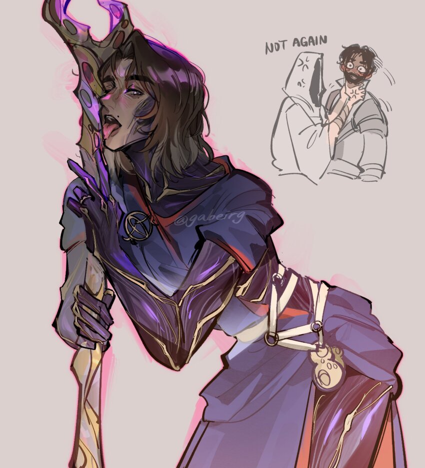 2boys, anger_vein, arcane:_league_of_legends, arcane_savior_viktor, arcane_survivor_jayce, bent_over, black_hands, choker